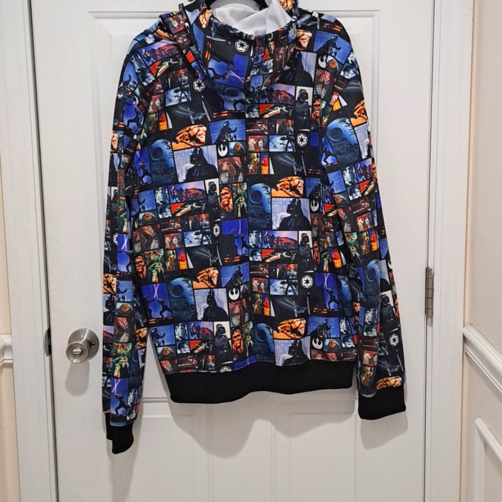 NWOT Star Wars Zip Hoodie Size Large 2XL Movie Scenes Luke Darth Vader - Picture 4 of 4